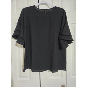 Unknown brand medium women's Ruffle sleeves black blouse